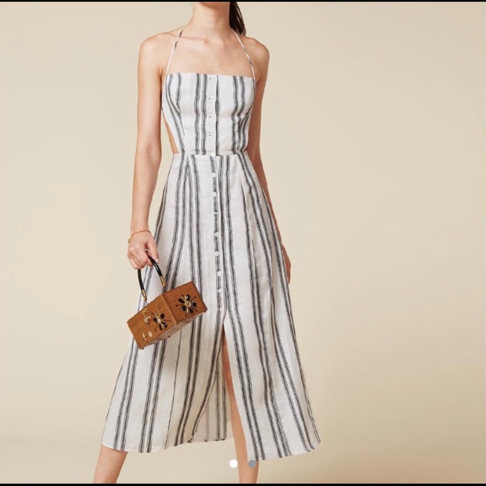 REFORMATION Manon Striped Linen Dress